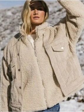 Blank NYC Plush Teddy Trucker Jacket in Beige